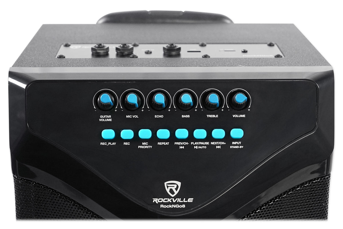 ROCKnGo 8" Portable Rechargeable PA Speaker w/Bluetooth and Wireless Mic