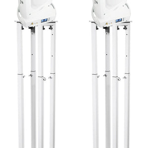 (2) Rockville ROCK SPOT 260W WHITE DJ Moving Head Spot Lights+White Totem Stands