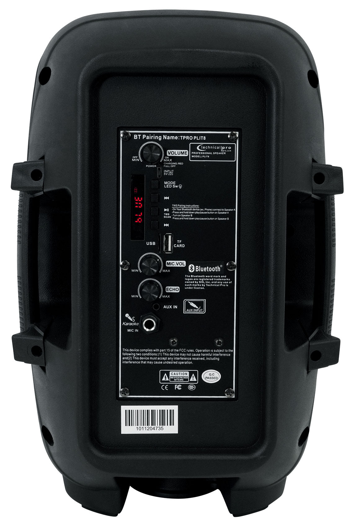 Technical Pro PLIT8 Rechargeable Portable 8" Bluetooth Party Speaker with LED