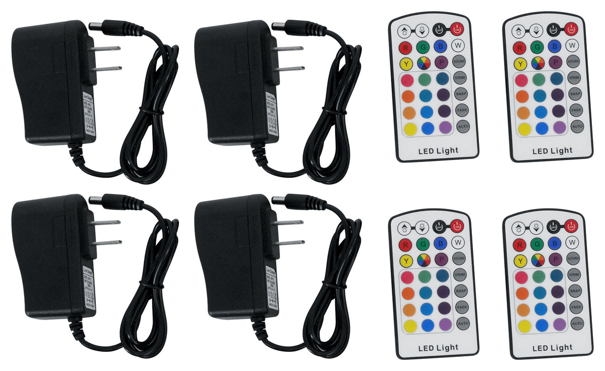 Rockville 4 PACK MINI RF1 RGBWA+UV DJ/Party Wash Lights+Bag+RF Long Range Remote