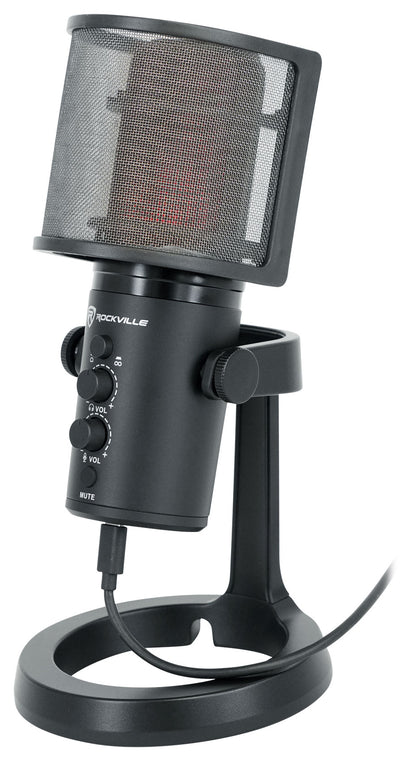 Rockville ROCK-STREAM PRO Gaming Streaming Recording Dual Pattern USB Microphone