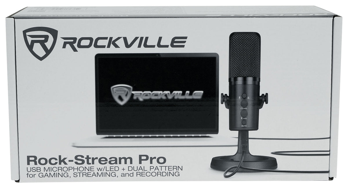 Rockville ROCK-STREAM PRO Gaming Streaming Recording Dual Pattern USB Microphone