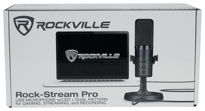 Rockville ROCK-STREAM PRO Gaming Streaming Recording Dual Pattern USB Microphone