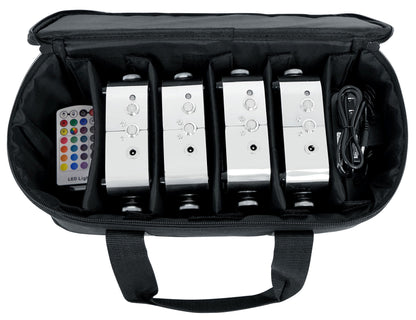 Rockville 4 PACK MINI RF1 RGBWA+UV DJ/Party Wash Lights+Bag+RF Long Range Remote