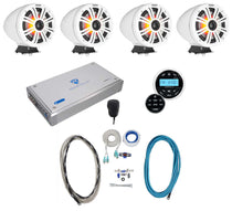 KMFC8W 8" 300W White Marine LED Speakers Plus Receiver And Amp