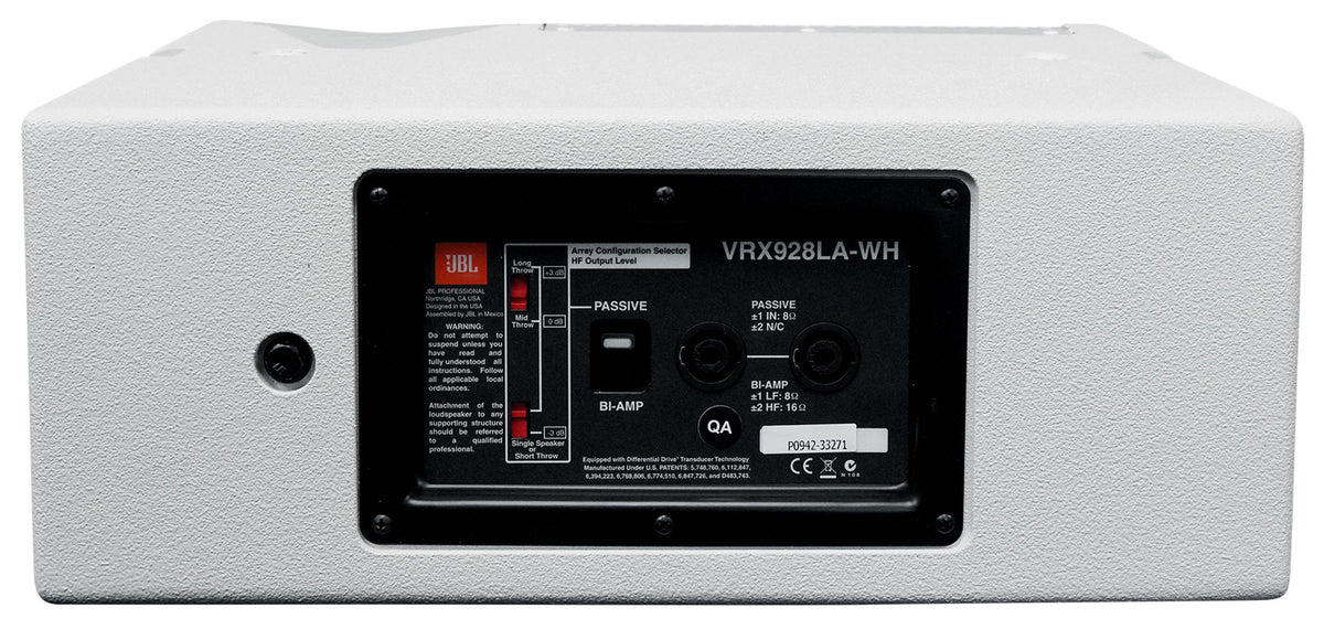 JBL VRX928LA-WH 8" 400 Watt 2-Way Passive Line-Array Speaker in White