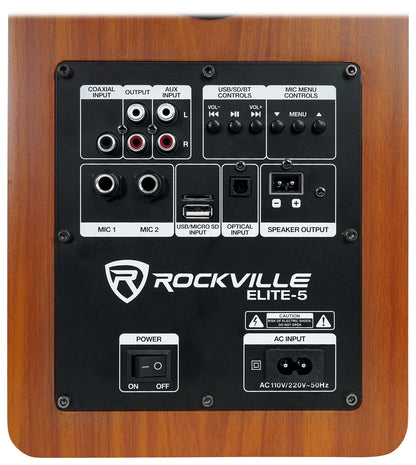 Rockville ELITE-5C Wood 800w Home Theater 5.25" Bluetooth Bookshelf Speakers