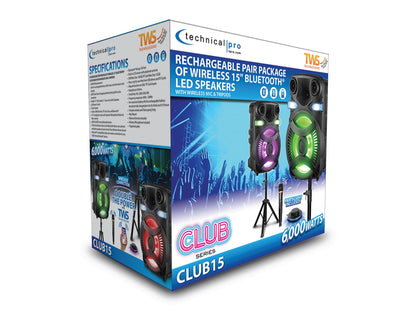 CLUB15 15" Rechargeable Bluetooth Speakers