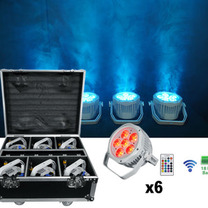 Rockville BEST PACK H2O WHITE (6) Water Resist Battery Wash Lights+Charging Case