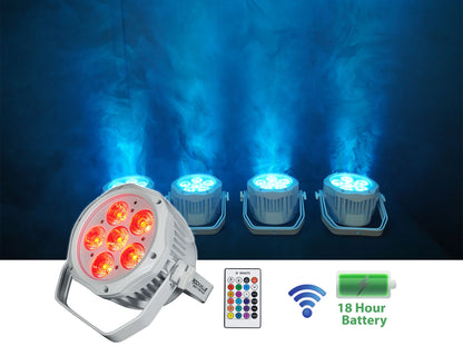 (4) BEST PAR H2O White Water Resistant Lights+Bags+Wireless DMX Control