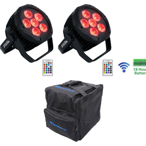 (2) Rockville BEST PAR H2O Water Resistant Indoor/Outdoor Par Wash Lights+Bag