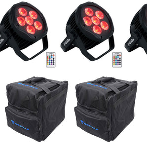 (4) Rockville BEST PAR H2O Water Resistant Indoor/Outdoor Par Wash Lights+Bags