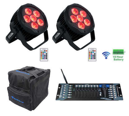 (2) BEST PAR H2O Water Resistant Lights+Bag+Wireless DMX Controller