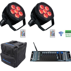 (2) Rockville BEST PAR H2O Water Resistant Lights+Bag+Wireless DMX Controller