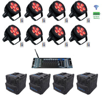 (8) BEST PAR H2O Water Resistant Lights+Bags+Wireless DMX Controller