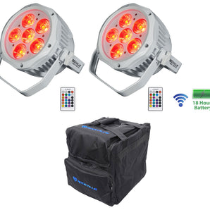 (2) Rockville BEST PAR H2O White Water Resistant Indoor/Outdoor Wash Lights+Bag