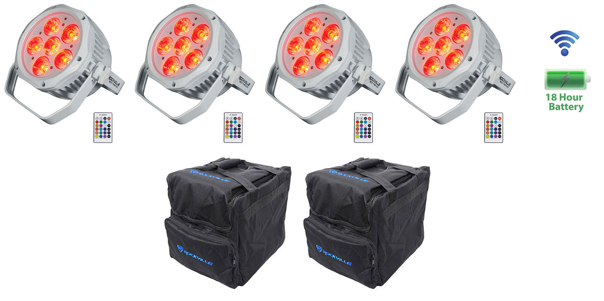 (4) BEST PAR H2O White Water Resistant Indoor/Outdoor Wash Lights+Bags