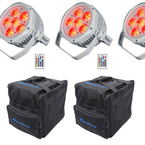 (4) Rockville BEST PAR H2O White Water Resistant Indoor/Outdoor Wash Lights+Bags