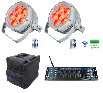 (2) BEST PAR H2O White Water Resistant Lights+Bag+Wireless DMX Control