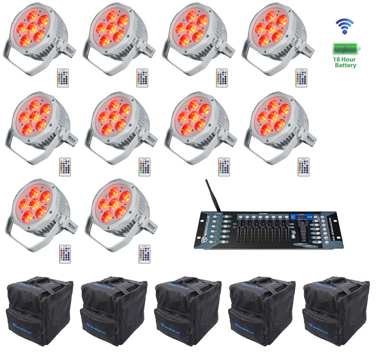10 BEST PAR H2O White Water Resistant Lights + Bags + Wireless DMX Controller