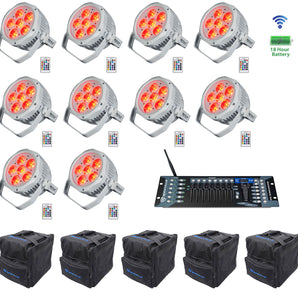10 Rockville BEST PAR H2O White Water Resistant Lights+Bags+Wireless DMX Control