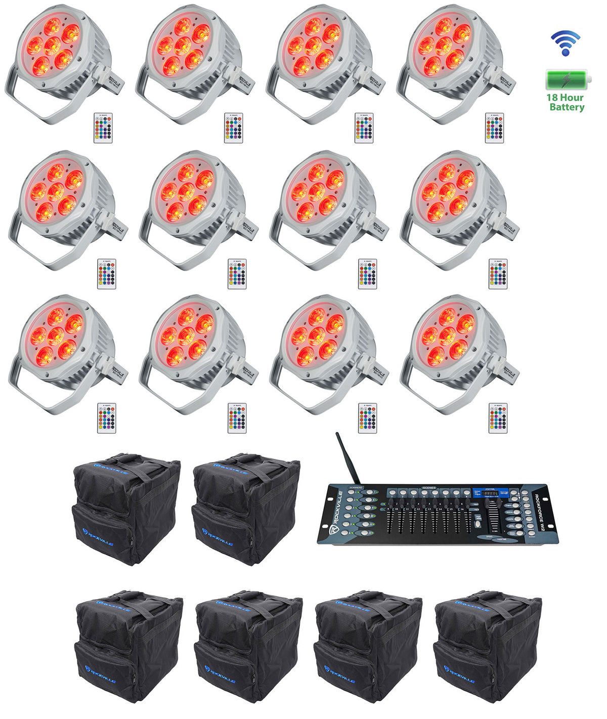 (12) BEST PAR H2O White Water Resistant Lights+(6) RLB40 Bags+ROCKFORCE W2