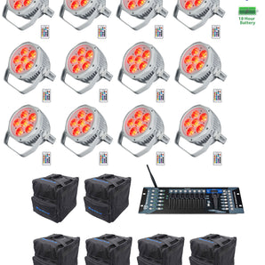 12 Rockville BEST PAR H2O White Water Resistant Lights+Bags+Wireless DMX Control