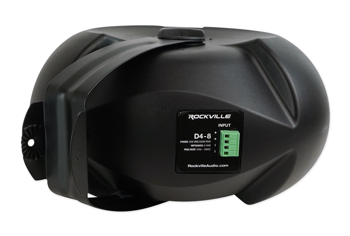 Rockville D4-8 Black Dual 4" 8 Ohm Wall Mount Swivel Outdoor Home Patio Speaker