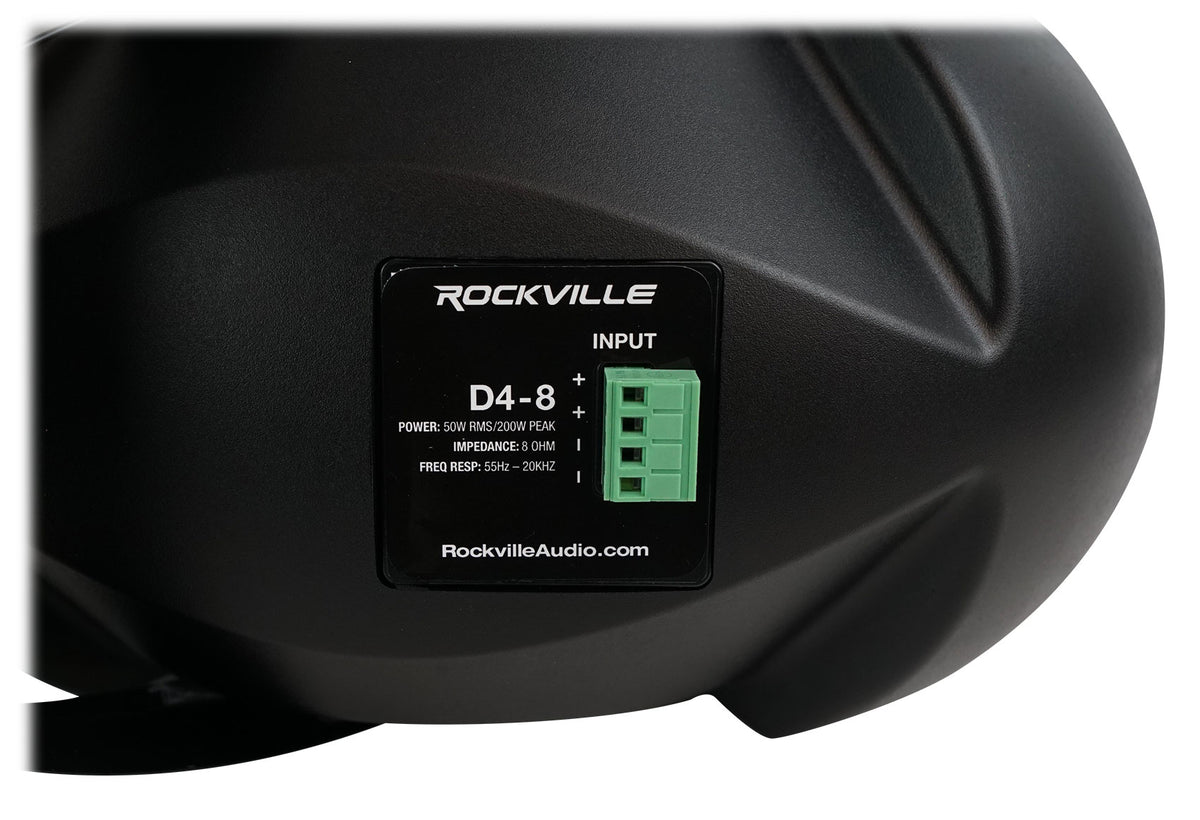 Rockville D4-8 Black Dual 4" 8 Ohm Wall Mount Swivel Outdoor Home Patio Speaker
