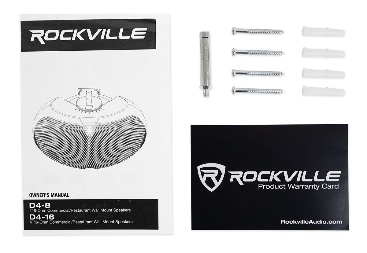 Rockville D4-8 Black Dual 4" 8 Ohm Wall Mount Swivel Outdoor Home Patio Speaker