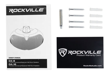 Rockville D4-8 Black Dual 4" 8 Ohm Wall Mount Swivel Outdoor Home Patio Speaker