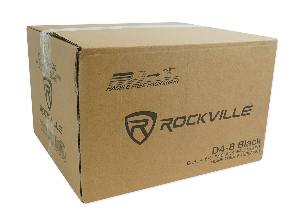 Rockville D4-8 Black Dual 4" 8 Ohm Wall Mount Swivel Outdoor Home Patio Speaker