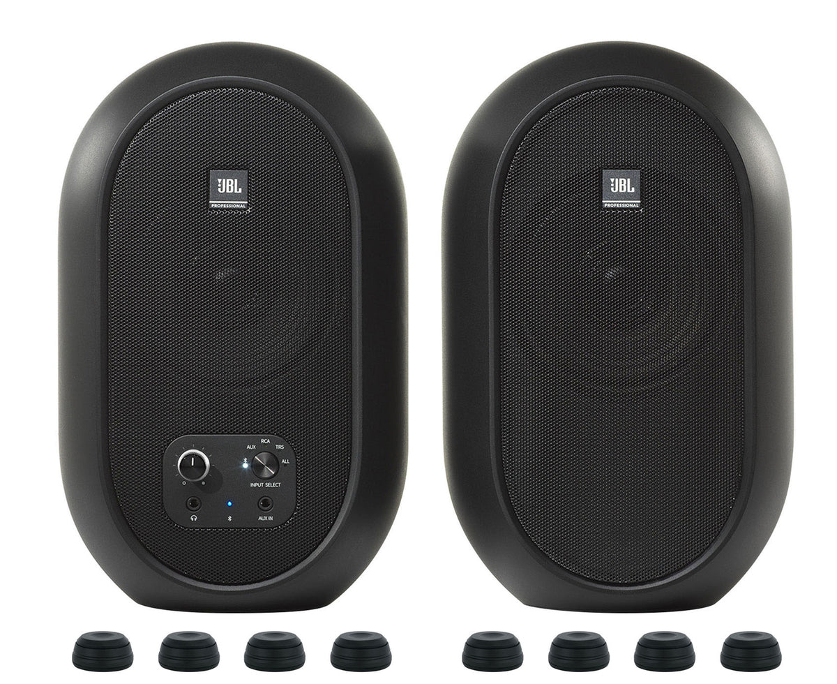 JBL 104SET-BT Pair Bluetooth Powered Active Studio Monitors+Isolation Feet Pads