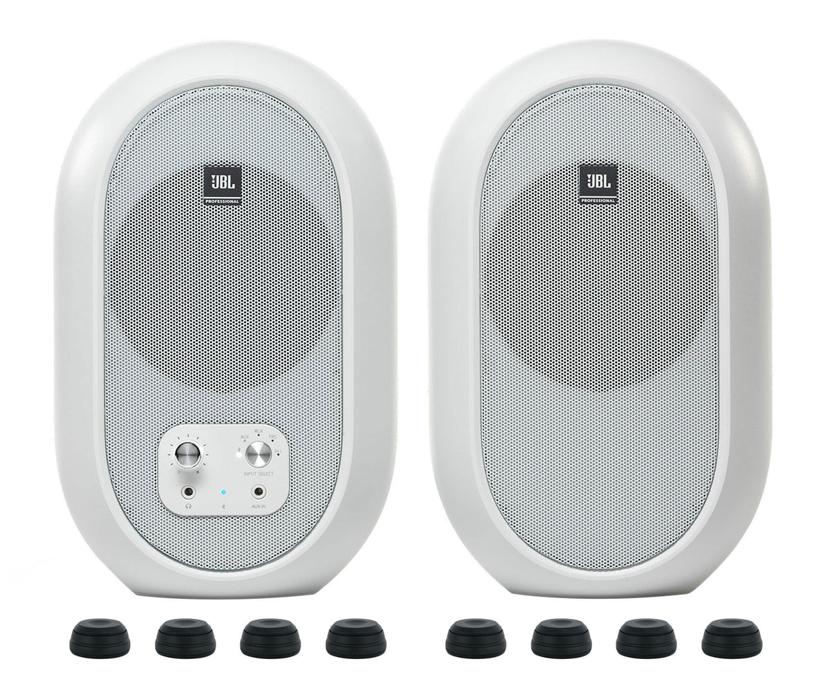 JBL 104SET-BTW Pair Bluetooth Powered Active Studio Monitors+Isolation Feet Pads