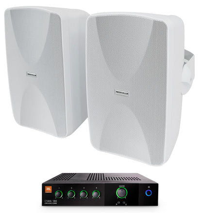 JBL CSMA 180 Commercial 70v Amplifier+(2) White Speakers For Restaurant/Bar/Cafe