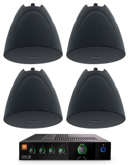 JBL CSMA 180 Commercial 70v Amplifier+(4) Black 5.25" Hanging Pendant Speakers