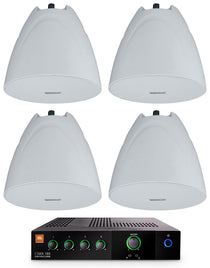 JBL CSMA 180 Commercial 70v Amplifier+(4) White 5.25" Hanging Pendant Speakers