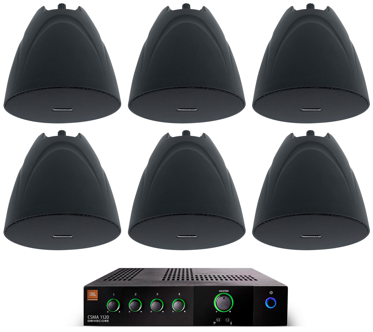 JBL CSMA 1120 Commercial 70v Amplifier+(6) Black 5.25" Hanging Pendant Speakers