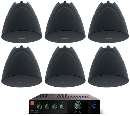 JBL CSMA 1120 Commercial 70v Amplifier+(6) Black 5.25" Hanging Pendant Speakers
