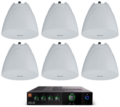 JBL CSMA 1120 Commercial 70v Amplifier+(6) White 5.25" Hanging Pendant Speakers