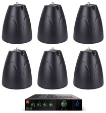 JBL CSMA 1120 Commercial 70v Amplifier+(6) Black 6.5" Hanging Pendant Speakers