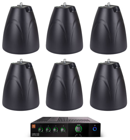 JBL CSMA 1120 Commercial 70v Amplifier+(6) Black 6.5" Hanging Pendant Speakers