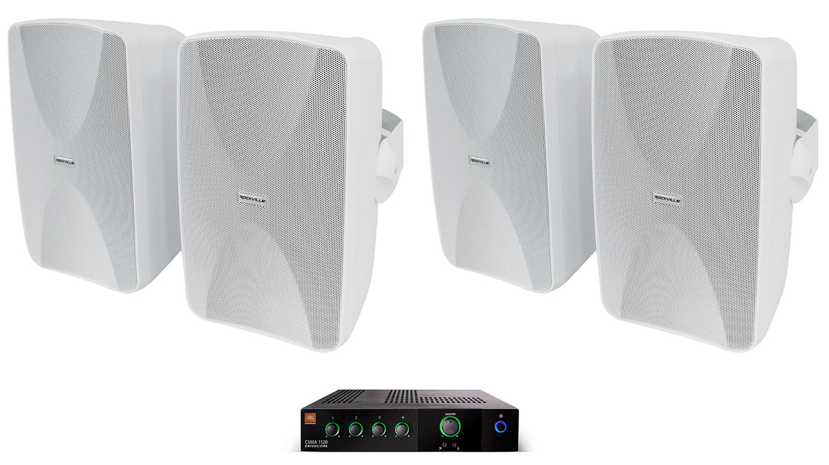 JBL CSMA 1120 Commercial 70v Amplifier+4) White Speakers For Restaurant/Bar/Cafe