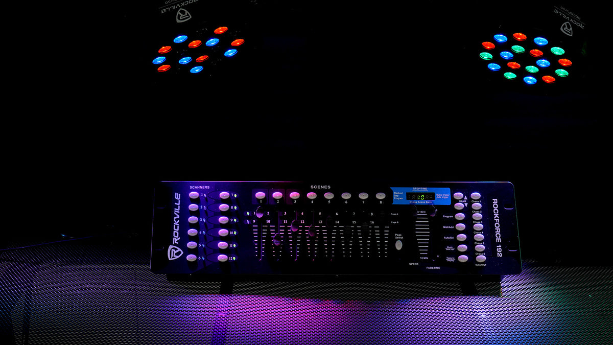 (2) STAGE MATRIX 36 RGB DJ Blinder Lights + DMX Controller + LED Fogger