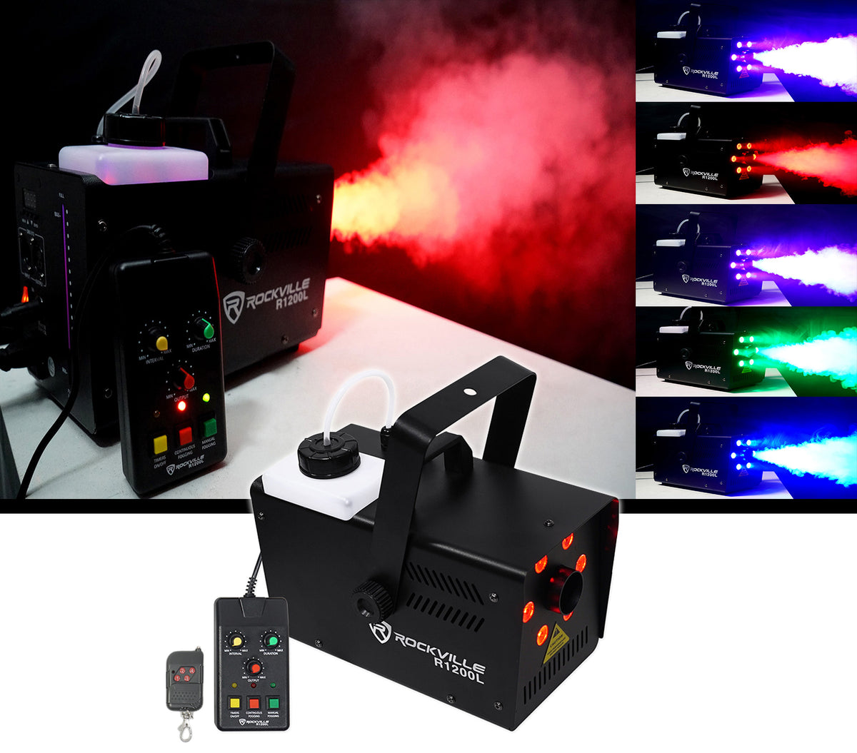 Rockville STAGE MATRIX 36 RGB 6x6 Tri-Colored Matrix DJ Blinder Light+LED Fogger