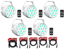 5 RockPAR TRI LED RGB Par Cans DJ White DMX Wash Lights+Remotes+Cables