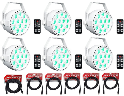 (6) RockPAR TRI White Par Lights + Remotes + (1) RDX3M25 + (5) RDX3M10 Cables