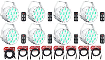 8 RockPAR TRI LED RGB Par Cans DJ White DMX Wash Lights+Remotes+Cables