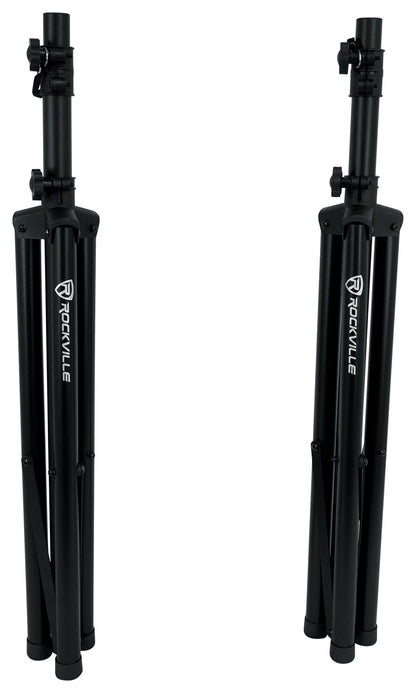 Rockville RPG102K Dual 10" Powered Speakers DJ PA System Bluetooth+Mic+Stands