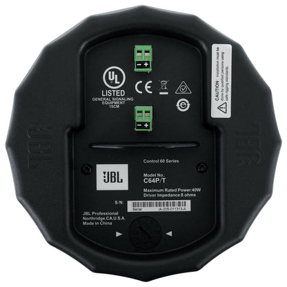 2) JBL Control 64P/T 4" 30w Commercial 70v Black Hanging Pendant Speakers C64P/T